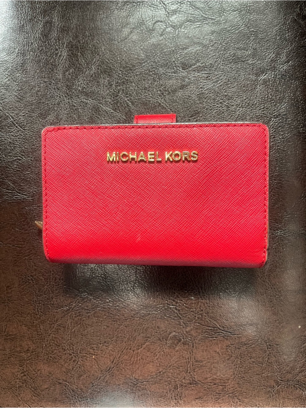 Michael Kors Bright Red Saffiano Leather Card Case